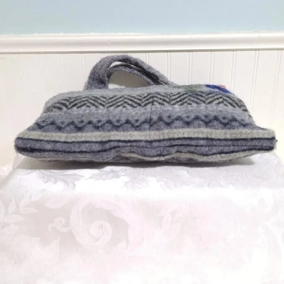 Handmade Gray Purple Felted WOOL Beaded Embroidered Small Hand Bag Tote Purse - Picture 12 of 12
